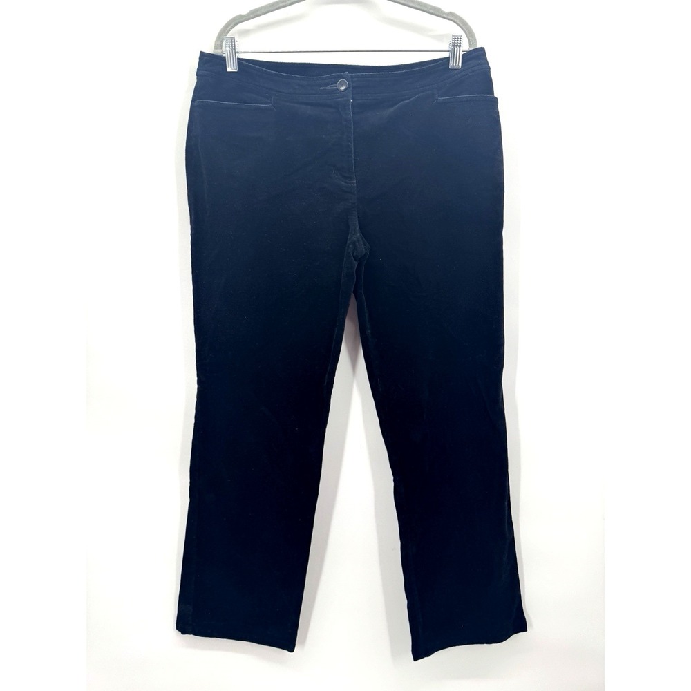 Eileen Fisher Womens Medium Pant Black Velvet Corduroy Mid Rise Minimalist Prep